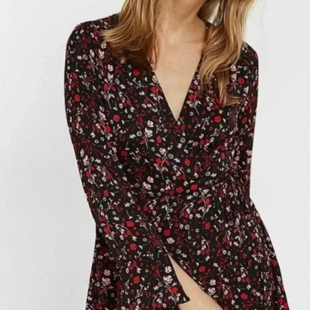 Gap Floral Long-Sleeve Tie Waist Dress - Picture 1 of 5